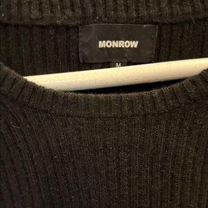 Monrow Charcoal Ribbed Knit Top